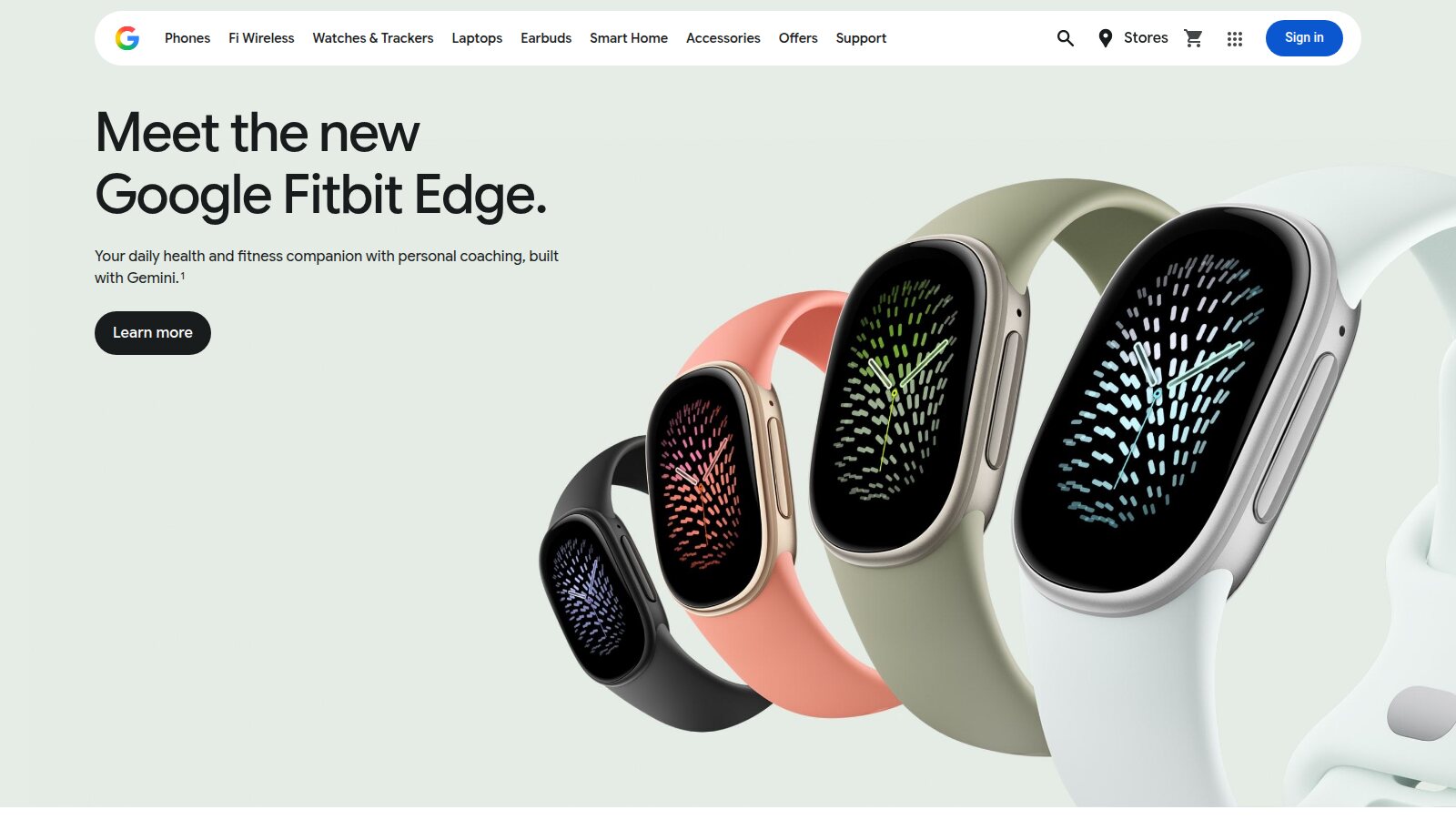 Google Store hero showing clear hierarchy with one headline, one sentence and one button