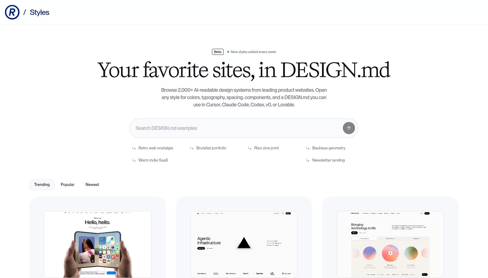 Refero Styles: Your favorite sites, in DESIGN.md
